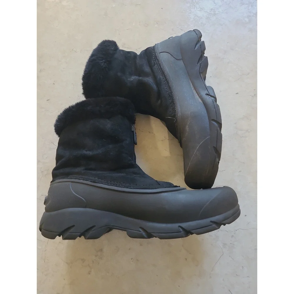 Sorel black lined Snow Boots‎ Women SZ 7.5 zip front waterproof cold weather